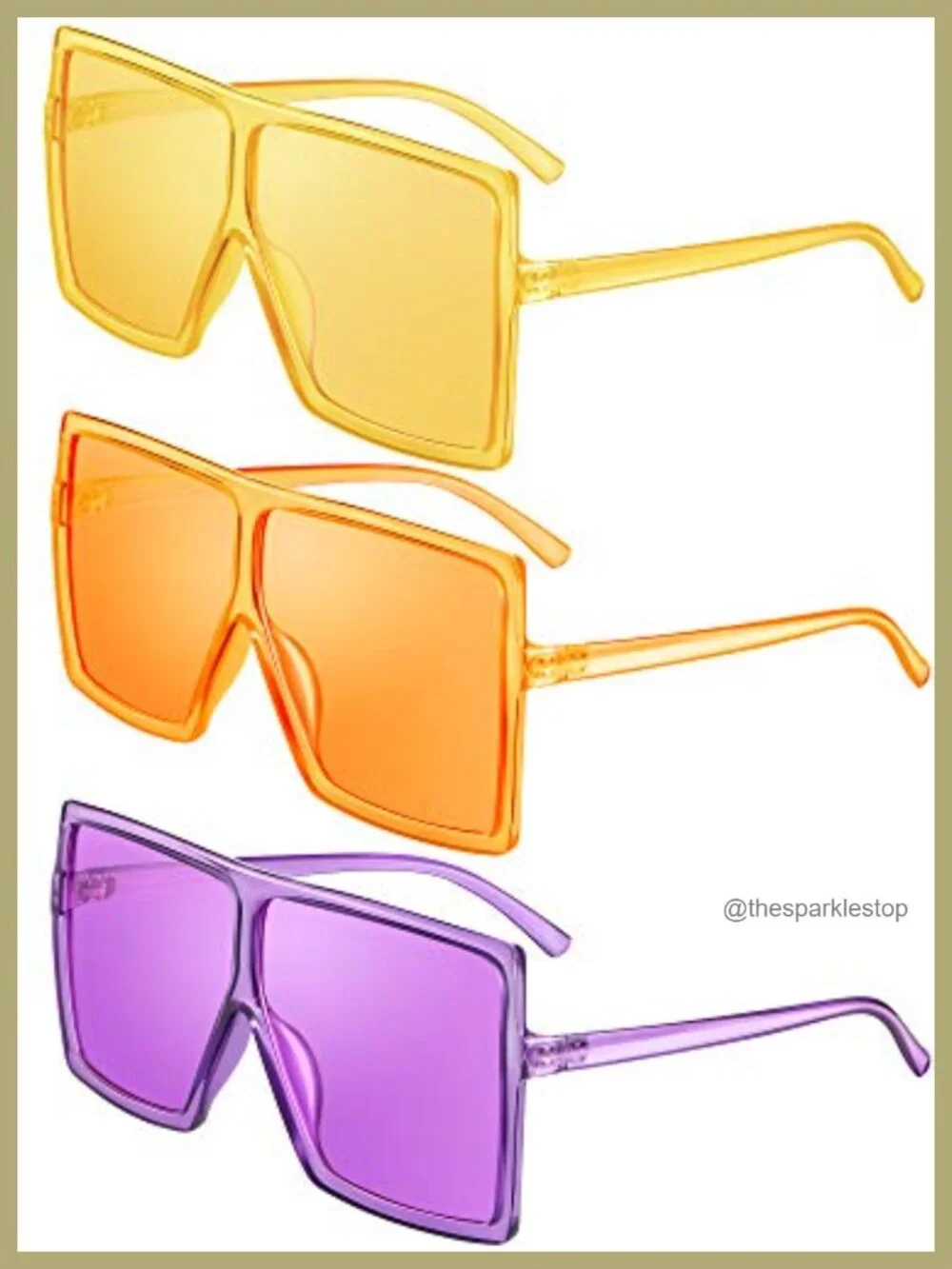 3 Pack Oversized Square Sunglasses Flat Top Fashion Shades